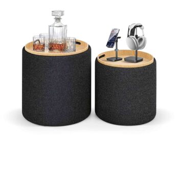 coppia pouf grigi in tessuto moderni