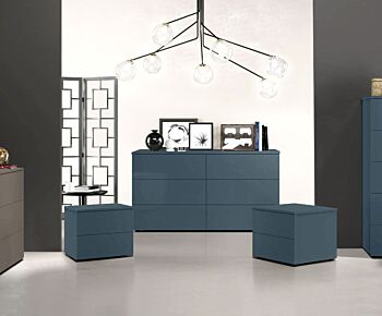 Set moderno composto da comodini e comò 6 cassetti, Petrolio