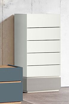 Settimino 6 cassetti, finitura Bianco opaco e grigio seta