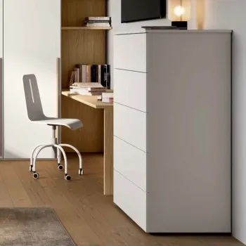 Settimino 5 cassetti, Bianco opaco, L.76