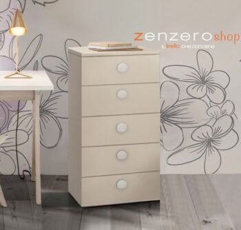Settimino moderno per camere e camerette, finitura Orzo