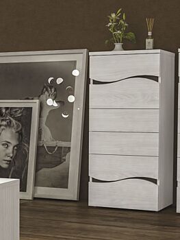 Settimino moderno con 6 cassetti, Olmo Bianco, Made in Italy