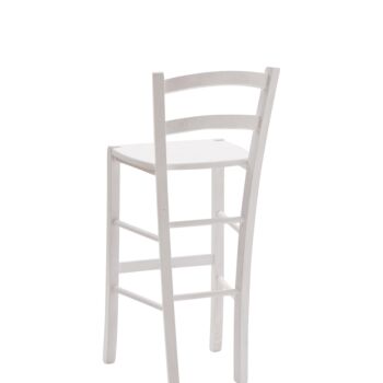 Sgabello con fondino in legno, laccato bianco