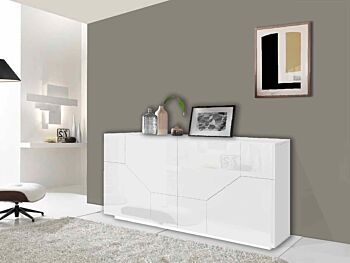 Nuova e conveniente Credenza 4 ante, Bianca lucida Made in Italy