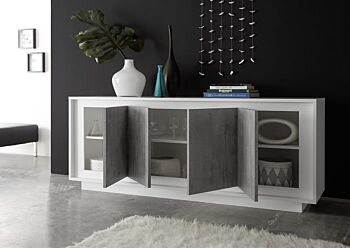 Sala completa, collezione Venus bianco opaco con frontali beton