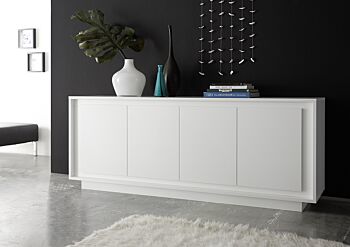 Elegante credenza in bianco opaco a 4 ante