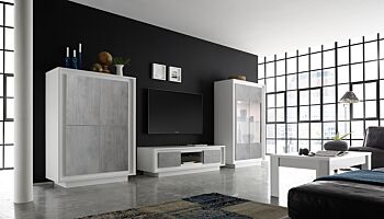 Parete completa, solo come in foto, bianco opaco con frontali beton