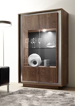 Vetrina moderna 2 ante in finitura Cognac