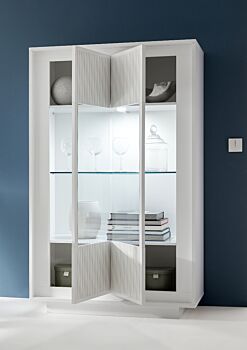 Vetrina Design Moderno, 2 ante Alta, Bianco Opaco
