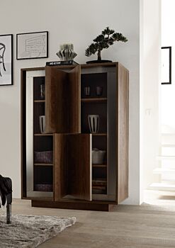 Credenza Moderna, Madia di Design, 4 ante in finitura Cognac
