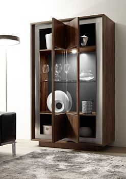 Vetrina moderna 2 ante in finitura Cognac