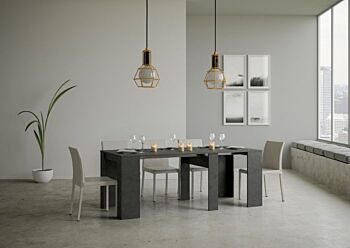 Conveniente consolle allungabile Antracite spatolato, made in Italy