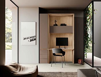 Zona studio per Smart working in Noce Biondo e Bronzo