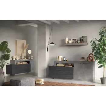 credenza 2 porte 3 cassetti grigia
