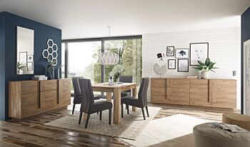 Soggiorno moderno online con tavolo e credenza in finitura Mercure