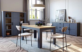 Soggiorno moderno completo, finitura Rovere navy e Rovere riviera