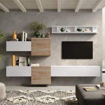 Parete TV Bianco lucido e Cadiz