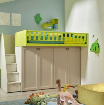 Letto a soppalco con passerella e armadio, Moretti Compact KC512
