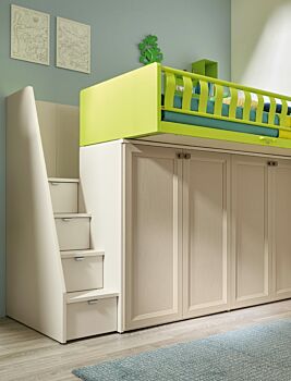 Letto a soppalco con passerella e armadio, Moretti Compact KC512