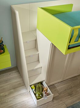 Letto a soppalco con passerella e armadio, Moretti Compact KC512