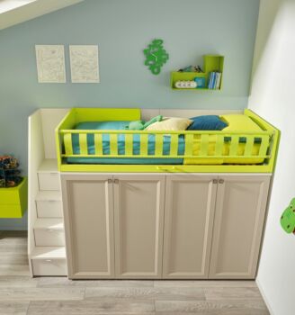 Letto a soppalco con passerella e armadio, Moretti Compact KC512