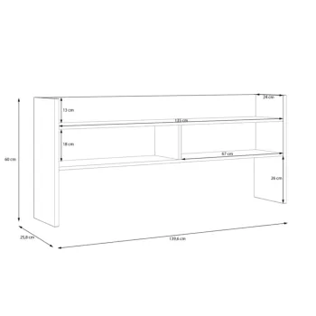 Scrivania con sopralzo, 140x52x132 h cm, Bianco e Rovere Artisan