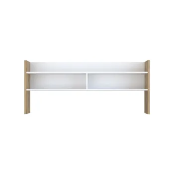 Scrivania con sopralzo, 140x52x132 h cm, Bianco e Rovere Artisan