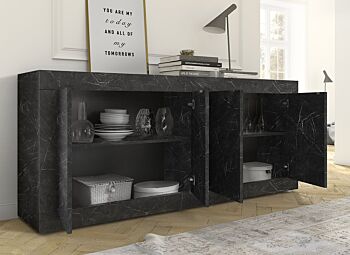 Credenza Moderna Effetto marmo, Madia di Design, 4 ante