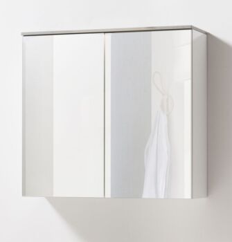 Bagno moderno completo, finitura Bianco Laccato e top Grigio Cemento