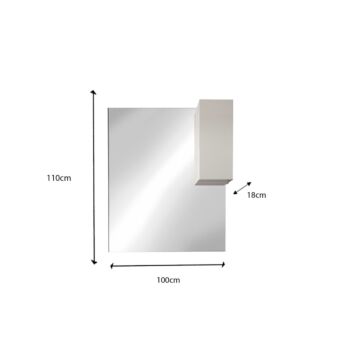 Mobile bagno a terra, 3 cassetti con doppio lavabo, bianco con inserti specchio