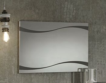 Specchio con serigrafie grigio fango, Made in Italy