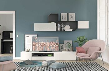 Parete attrezzata con porta tv in finitura Cemento artico e Grigio Titanio