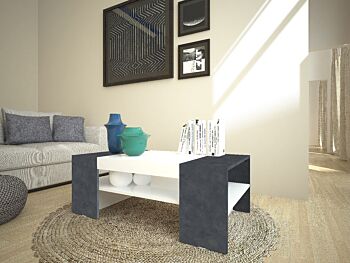 Tavolino soggiorno moderno, Bianco e Ardesia