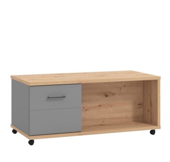 Tavolino per soggiorno Grigio grafie e rovere, 2 ante