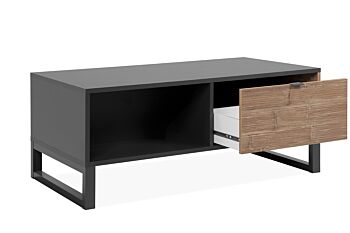 Tavolino scontato per soggiorno nordico in finitura antracite con cassetto bamboo