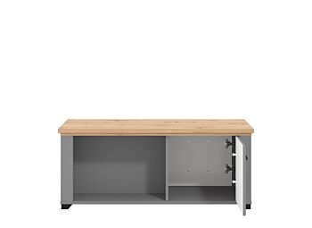 Tavolino soggiorno Grigio grafie e rovere, 2 cassetti