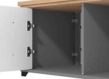 Tavolino soggiorno Grigio grafie e rovere, 2 cassetti