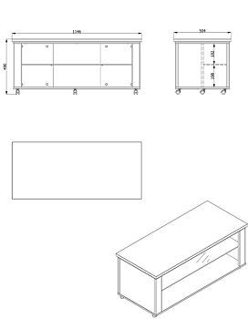 Tavolino con ripiano vetro, finitura Rovere e Grigio