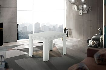 Tavolo moderno 90x90 apertura a libro, finitura Larice Bianco
