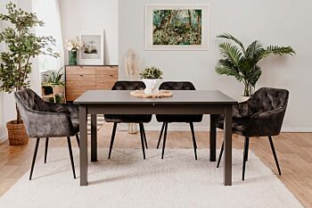 Sala completa in stile scandinavo in finitura grigio antracite 