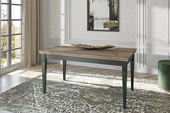 Tavolo L.160 allungabile finitura verde scuro e quercia