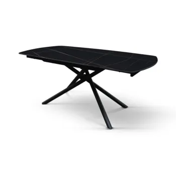 Tavolo con 2 allunghe da 30 cm, finitura Marmo Nero 