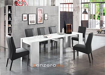 Consolle allungabile bianco lucido fino a 252 cm, Made in Italy Zenzero Shop