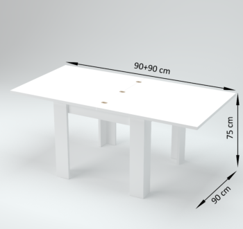 Tavolo quadrato 90x90 in finitura Cemento con apertura a libro
