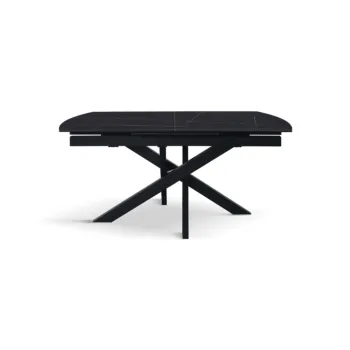 Tavolo moderno 150 x 90 cm, con piano in ceramica finitura Marmo Nero 