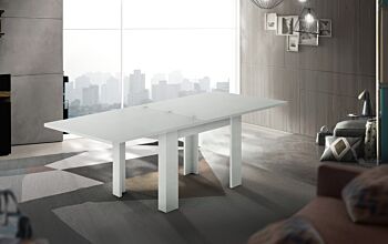 Tavolo moderno 90x90 apertura a libro, finitura Larice Bianco
