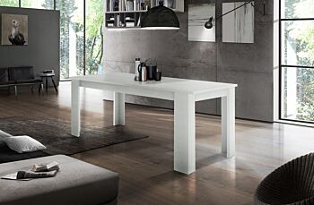 Tavolo moderno per interni, completo di allunga, finitura Larice Bianco L.120