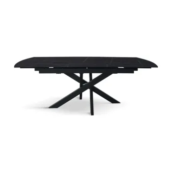 Tavolo moderno 150 x 90 cm, con piano in ceramica finitura Marmo Nero 