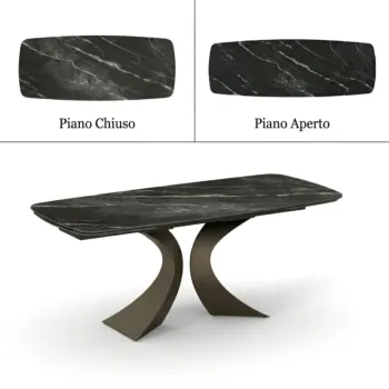 Tavolo finitura Marmo Nero con gambe Bronzo 