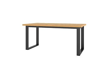 Tavolo moderno di design allungabile, finitura quercia e dettagli metallo nero